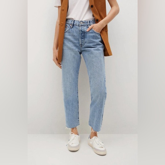 Mango Denim - MANGO MNG • Havana High Waisted Mid Cropped Straight Jeans